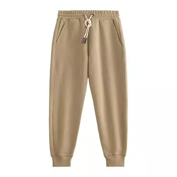 Осенне-зимние утолщенные и бархатные американские ретро-повседневные светло-серые спортивные брюки с закрытыми штанинами M