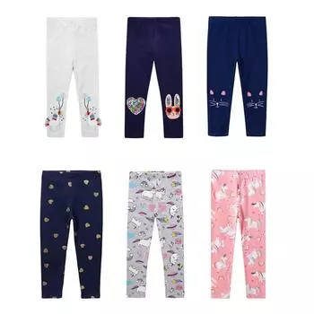 Осенне-зимние узкие штаны для девочек, детские леггинсы с мультяшным принтом, детские брюки, штаны для маленьких девочек, леггинсы 100
