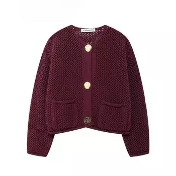 Осенне-зимние вязаные кардиганы для женщин, повседневные женские свитера с длинным рукавом и пуговицами 2024 года, модные свободные женские кардиганы, пальто S