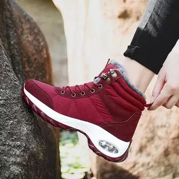 Осенне-зимние высокие ботинки из хлопка в европейском и американском стиле, женские бархатные зимние ботинки, утолщенная спортивная обувь, походная обувь большого размера для женщин 35