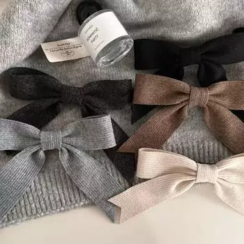 Осенне-зимние заколки-бантики для женщин и девочек, заколки в стиле ретро, простые, милые, универсальные аксессуары для волос, подарки чёрный