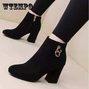 Осенне-зимние замшевые повседневные ботинки «Челси», женские модные ботильоны, зимние плюшевые теплые женские ботинки 43 чёрный