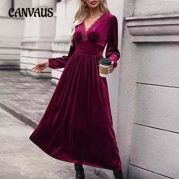 Осенне-зимние женские бархатные трикотажные платья длинное платье XS бордовый