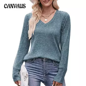 Осенне-зимние женские блузки, топы с длинными рукавами, матовые полосатые топы с v-образным вырезом, однотонные модные топы S темно-серого