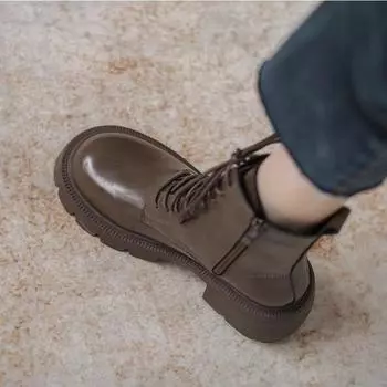 Осенне-зимние женские ботинки однотонные 2024 года, горячая распродажа, новые модные износостойкие туфли с круглым носком для женщин Botines Mujer 35 чёрный