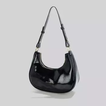 Осенне-зимние женские глянцевые сумки высокого качества, текстурированная однотонная женская сумка под мышкой, корейская мода, простая сумка на одно плечо (20cm<Max Length<30cm)