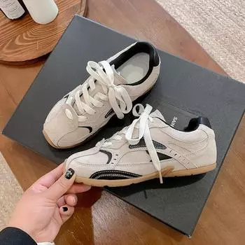 Осенне-зимние женские кроссовки Grape Mom s из кожи контрастного цвета со шнуровкой и усовершенствованной подошвой 37 бежевый