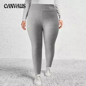 Осенне-зимние женские однотонные эластичные брюки больших размеров с подкладкой и утолщенными низами, теплые леггинсы 0XL чёрный