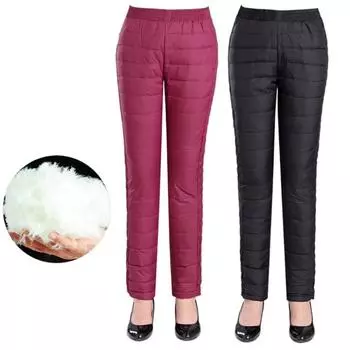 Осенне-зимние женские однотонные брюки больших размеров с подкладкой, утолщенной эластичной талией, теплые прямые эластичные однотонные повседневные брюки 4XL