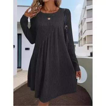 Осенне-зимние женские однотонные платья с неровной фактурной отделкой в полоску S королевский синий