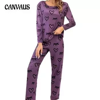 Осенне-зимние женские пижамы с длинными рукавами, длинные брюки, пижамы с принтом, домашняя одежда из двух предметов, женская одежда S розовый