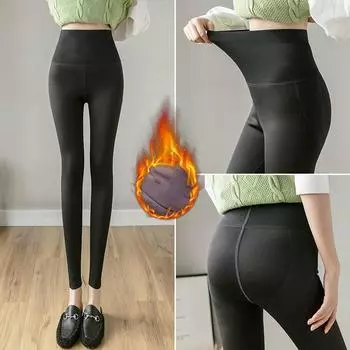 Осенне-зимние женские плюшевые теплые брюки больших размеров, модные высокоэластичные леггинсы M фиолетовый