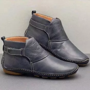 Осенне-зимние женские повседневные полусезонные ботинки больших размеров, женские короткие сапоги на плоской подошве в стиле ретро 35 красный