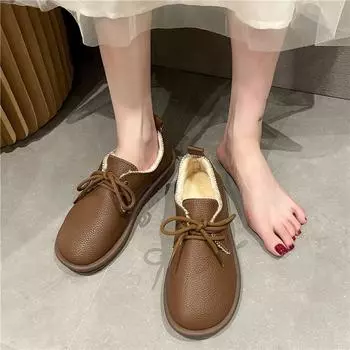 Осенне-зимние женские повседневные туфли на плоской подошве, удобные, мягкие, теплые, прогулочные туфли, мокасины, женская обувь 35 чёрный