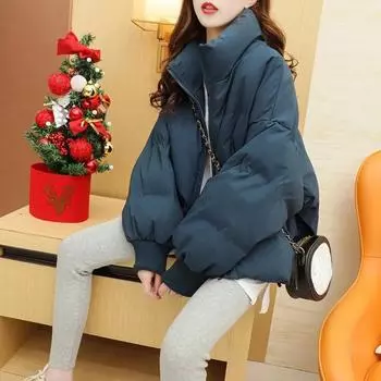 Осенне-зимние женские свободные утолщенные хлопковые куртки и пальто, повседневные парки, теплая одежда больших размеров M синий