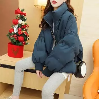 Осенне-зимние женские свободные утолщенные хлопковые куртки и пальто, повседневные парки, теплая одежда больших размеров M синий