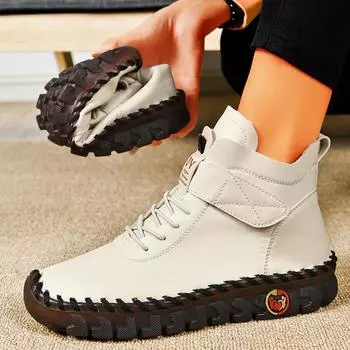 Осенне-зимние женские высокие кроссовки на плоской подошве, однотонные ботильоны на шнуровке, повседневные и удобные ботинки 35 светло-коричневого