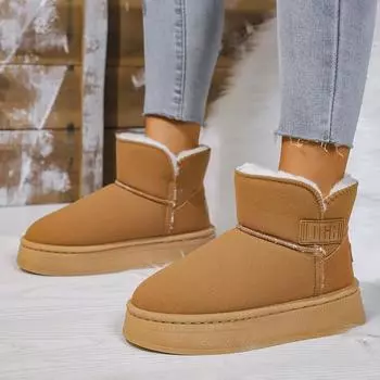 Осенне-зимние женские зимние ботинки большого размера на толстой подошве, удобные, теплые, с круглым носком, размеры 36-41 36 чёрный