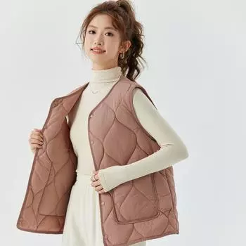Осенне-зимние женские зимние пуховые хлопковые подбитые легкие двухсторонние теплые студенческие домашние женские хлопковые жилеты модные и теплые M