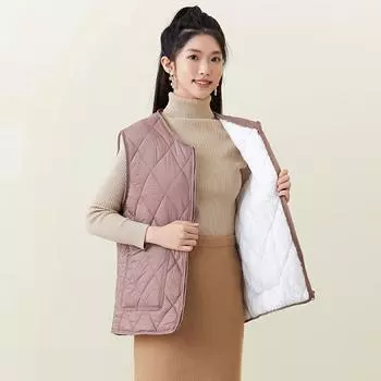 Осенне-зимние женские зимние пуховые хлопковые подбитые легкие двухсторонние теплые жилеты на молнии для дома женские хлопковые жилеты модные и теплые M