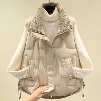 Осенне-зимние жилеты для женщин, новинка 2023, модные толстые теплые парки без рукавов на молнии, женские зимние пальто в корейском стиле L чёрный