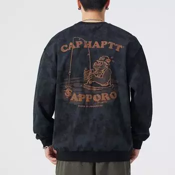 Осенне-зимний американский ретро-рыболовный принт, повседневный свитер, мужской свободный, большой размер, плотный, с длинными рукавами, модный бренд M королевский синий