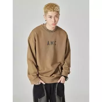 Осенне-зимний американский ретро-уличный тяжелый свитер 480G, мужской свободный большой размер, модная одежда, мужской модный бренд S армия зеленый