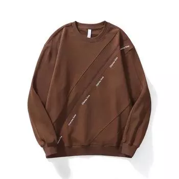 Осенне-зимний американский тяжелый ретро модный брендовый свитер сращивания мужской свободный большой размер повседневный круглый вырез с длинными рукавами топ Tide M чёрный