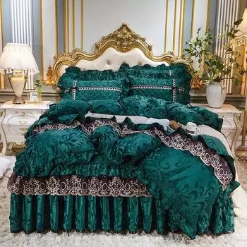 Осенне-зимний бархатный кружевной пододеяльник для кровати, плотный хлопковый зажим, покрывало в европейском стиле, матрас, противоскользящее защитное покрытие, постельное белье 150x200cm bed skirt