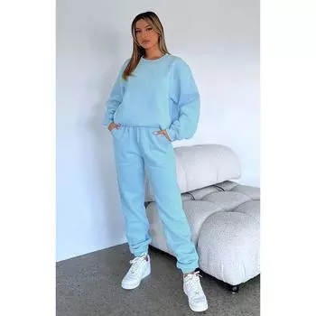 Осенне-зимний бархатный спортивный костюм, однотонный пуловер с круглым вырезом, длинный рукав, комплект из двух предметов, брюки, женские комплекты S синий