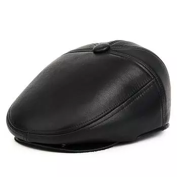 Осенне-зимний бархатный утепленный берет для людей среднего и пожилого возраста, теплая защитная кепка из полиуретана для защиты ушей, кепка для отца M(57-58CM) чёрный