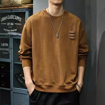 Осенне-зимний бархатный вязаный свитер, мужская американская повседневная куртка-пуловер, плотная жаккардовая свободная рубашка M