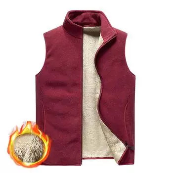 Осенне-зимний бархатный жилет, мужской однотонный жилет на молнии, мужской теплый бархатный жилет из ягненка, большие размеры M-8XL M красный