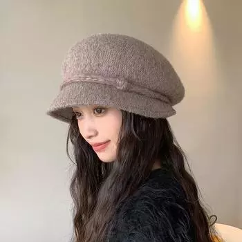 Осенне-зимний берет с большой окружностью головы, показывающий лицо, маленькая шляпа художника, корейская версия, универсальная восьмиугольная шляпа, повседневная ретро-шляпа для детей