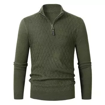 Осенне-зимний британский мужской свитер с полумолнией, вязаный свитер с длинным рукавом, мужская рубашка с верхом и низом S серый