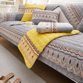 Осенне-зимний чехол для дивана, утепленный плюшевый Нескользящий диван, подушка для гостиной, мягкий универсальный чехол для дивана, спинка, полотенце, коврик для дивана 45x45cm pillowcase розовый