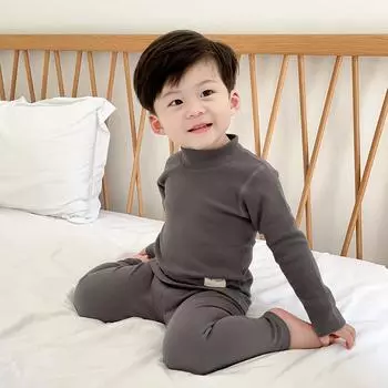 Осенне-зимний детский комплект термобелья без следов, детская однотонная одежда, нижняя часть рубашки, штаны, термокостюм 80 жёлтый