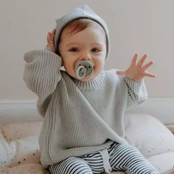 Осенне-зимний детский свитер, свободный свитер с круглым вырезом 66cm легкие хаки