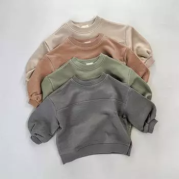 Осенне-зимний детский свитер, топы, трикотажные хлопковые с круглым вырезом и длинными рукавами для мальчиков и девочек, толстовки с капюшоном, детская одежда 130cm зелёный