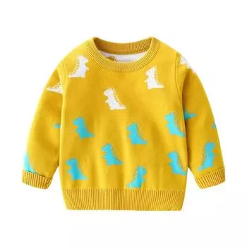 Осенне-зимний детский вязаный свитер для мальчиков, толстовки с динозаврами, классические пуловеры с круглым вырезом и длинными рукавами, детская одежда 130