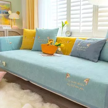 Осенне-зимний диван из шенилловой кожи, полотенце, подушка, четыре сезона, универсальный нескользящий чехол для костюма Nordic All-Inclusive, подкладка, ткань 70*70CM