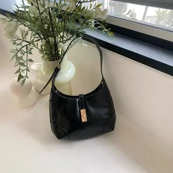 Осенне-зимний дизайн ниши: Модная сумка в форме полумесяца, универсальная для поездок на работу, сумка подмышкой с изысканным внешним видом, повседневная дамская сумочка чёрный