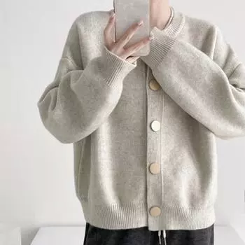 Осенне-зимний дизайн Sense однобортный однотонный вязаный свитер женское пальто кардиган ленивый стиль свободный круглый вырез универсальный топ one size