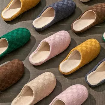 Осенне-зимний домашний декор для помещений, противоскользящие и теплые, с утеплителем, плюшевые, с толстой подошвой, бесшумные, для пар, для мужчин 36 жёлтый