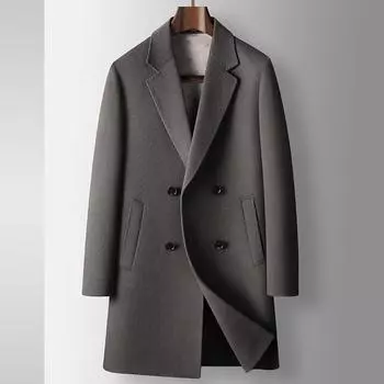 Осенне-зимний двубортный тренчкот на гусином пуху для молодежи, деловой двусторонний, повседневная куртка 170 серый