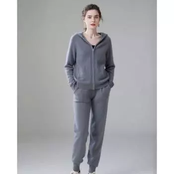 Осенне-зимний двухкомпонентный кашемировый вязаный высококачественный свитер для женщин, топы и шаровары, модный костюм размера плюс