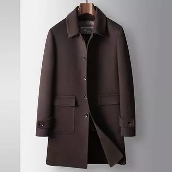 Осенне-зимний двухсторонний тренчкот с подкладкой из гусиного пуха и средними лацканами для молодежи 170 кофейный