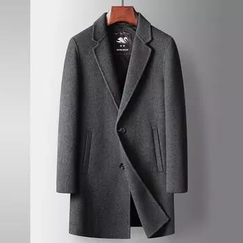 Осенне-зимний двусторонний шерстяной тренч, молодежный деловой повседневный шерстяной пуховик с подкладкой 170 серый