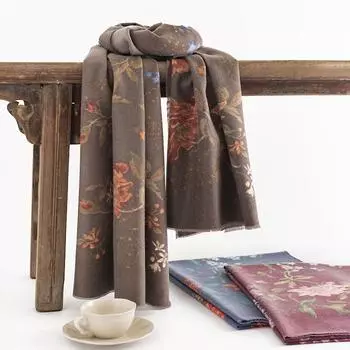 Осенне-зимний европейский и американский этнический стиль с короткими кисточками и принтом в виде роз, женский платок, шарф, шарф, искусственный кашемировый шарф 190*65cm