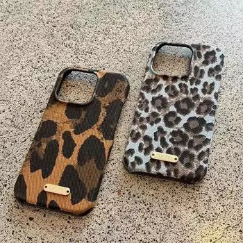 Осенне-зимний фланелевый контрастный цвет с леопардовым принтом, подходящий для Apple 16promax, чехол для мобильного телефона iPhone14, новый 15, половина упаковки 13 iPhone13